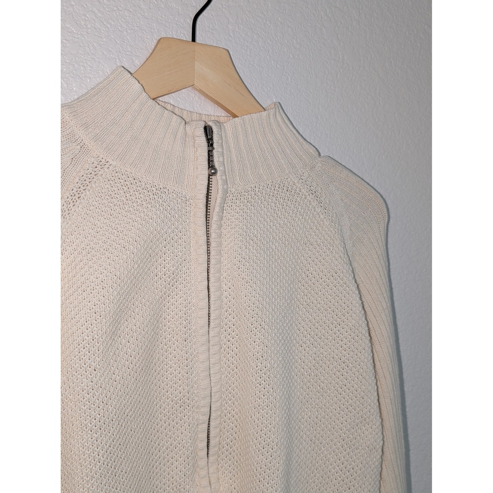 Woolrich Cream Quarter Zip Textured Knit Pullover Womens Medium - Picture 4 of 7
